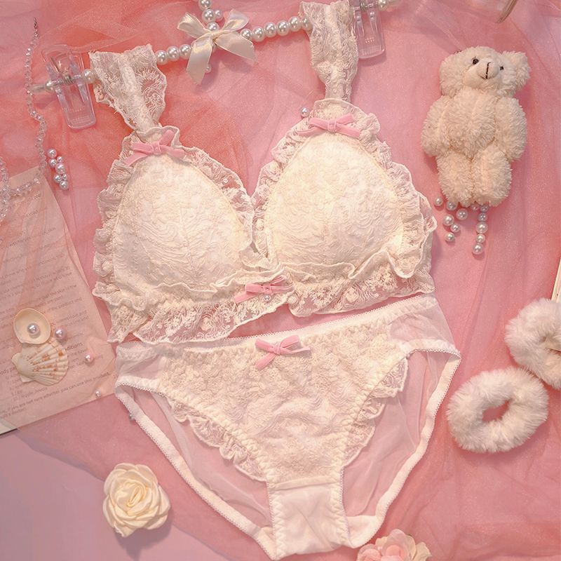 Lolita princess style underwear women's Japanese sweet girl lace thin bra student cute seamless bra