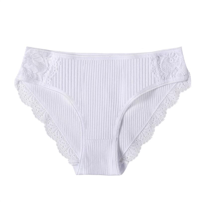 Picture of AliExpress youth underwear women's striped student cotton lace briefs mid-waist solid color women's underwear