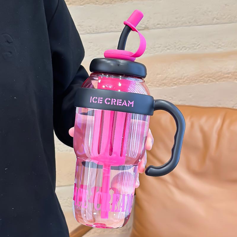 Picture of Net red belly cup high color value large capacity handle cup summer ice cup plastic straw cup 2025 new