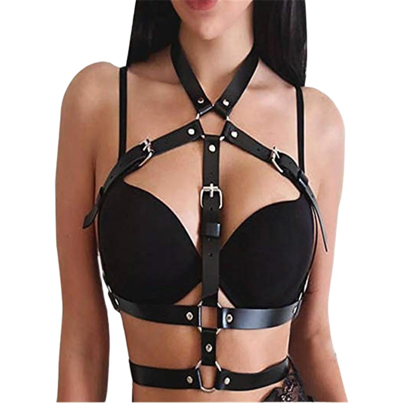 sq89 new European and American Street shooting nightclub stage fashion punk style PU restraint strap belt trendy body strap