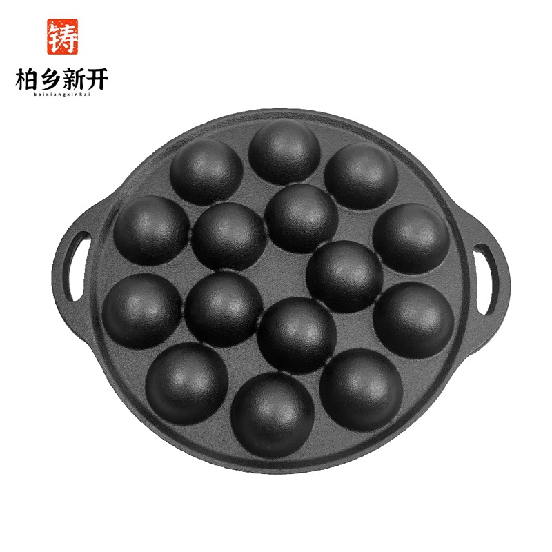 Picture of Cast Iron Uncoated Meatball Baking Pot Octopus Meatball Pot 15 Holes Uncoated Non-stick Barbecue