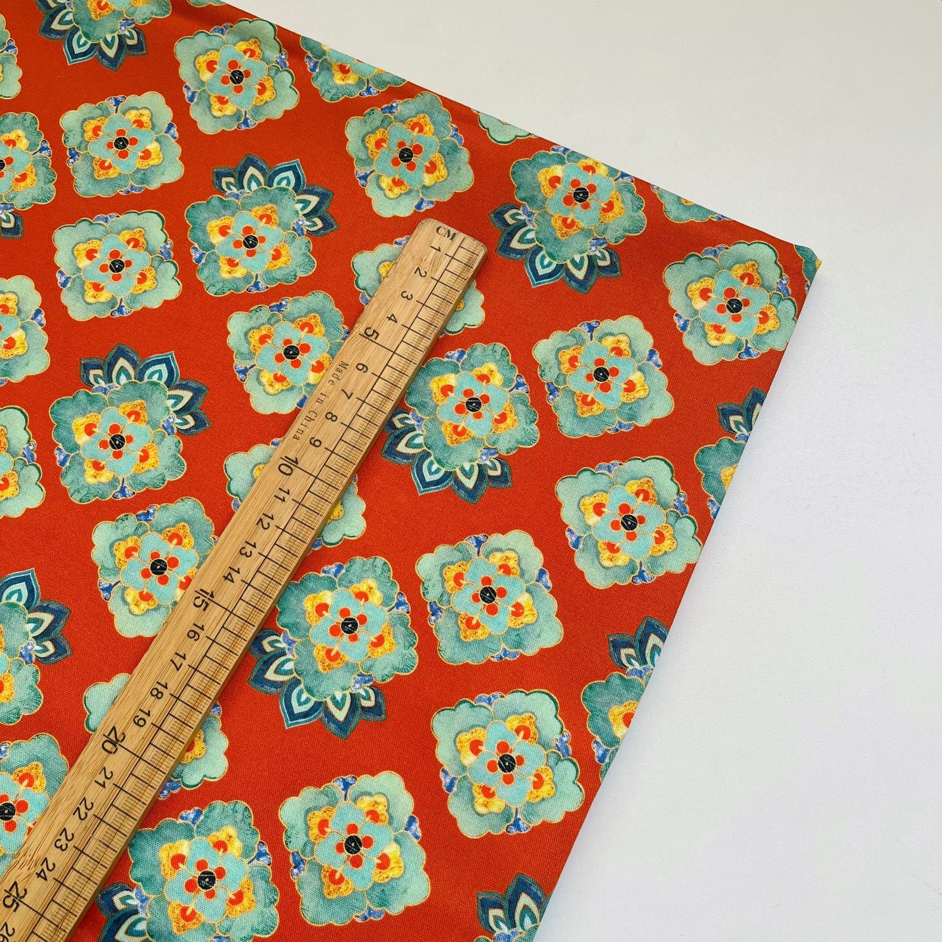 Picture of National style in stock supply cotton 20 cotton linen fabric digital printing children's shirt Hanfu fabric