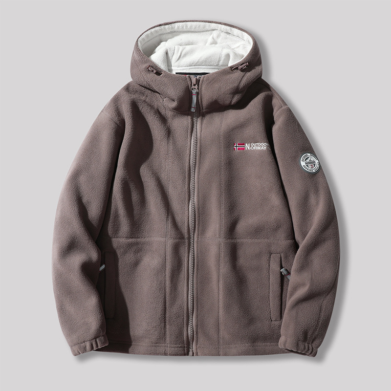 Picture of Exported to Norway hooded padded fleece winter warm double-sided polar fleece extra thick Changshu same couple's top