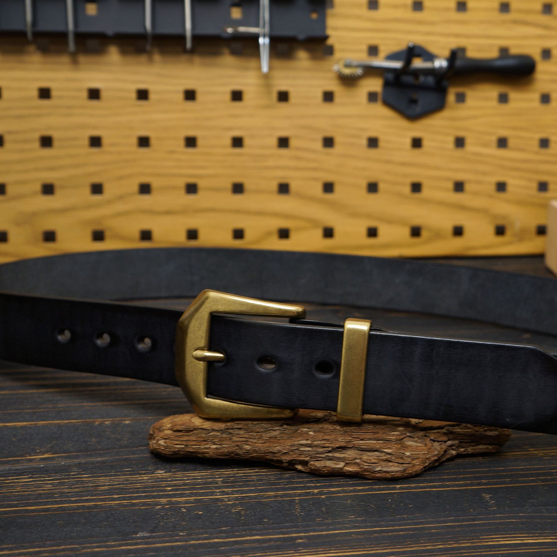 New thick solid brass buckle men's Denim leather belt 4.5mm thick first layer cowhide all-match belt