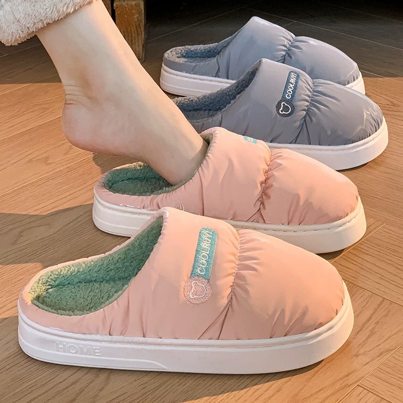 2024 New Cotton Slippers Women's Winter Men's Home Indoor Cotton Slippers Autumn and Winter Waterproof Slippers Cotton Slippers Women