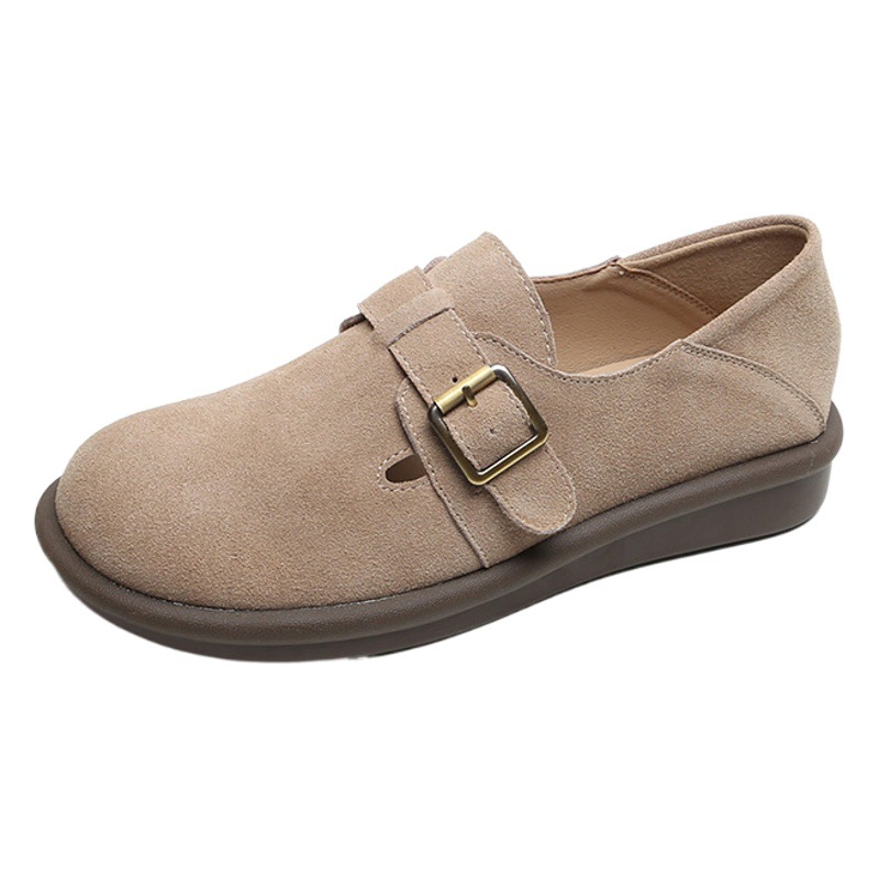 Weiwei girl 723-1 frosted cowhide soft-soled Boken shoes women's round toe single-layer shoes slip-on Boken shoes women's flat shoes