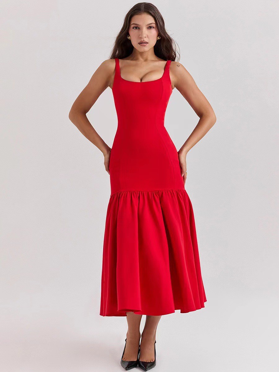 Suspender Long Dress Backless Loose New Style Elegant French Style Popular Fashion dress Women's Summer High-end Sense