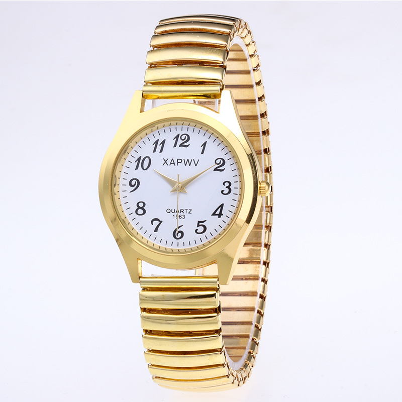 Picture of Middle-aged and elderly people's large dial pointer digital face men's watch women's elastic elastic band quartz couple fashion watch
