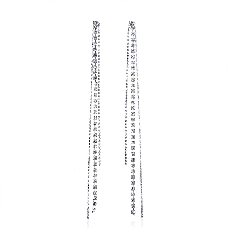 New Korean Fashion Crystal Earrings All-match Elegant Tassel Long Earrings Niche Design Sense S925 Silver Earrings