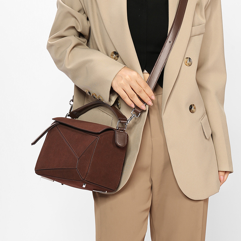 Picture of Autumn and Winter new simple pulzz portable geometric bag frosted shoulder bag women's bag versatile stitching crossbody large capacity