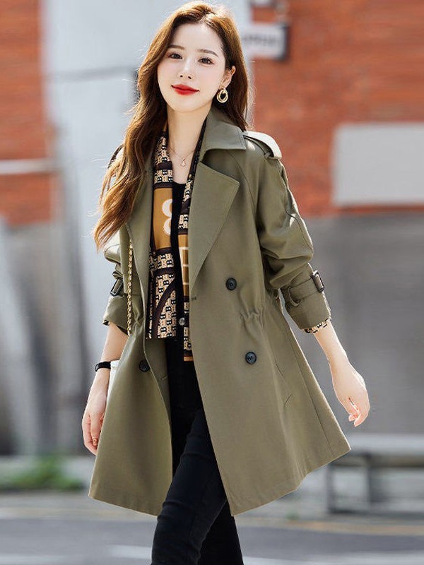 Trench coat for women mid-length 2023 Spring and Autumn New British style small versatile plus size slimming waist-tight coat for women