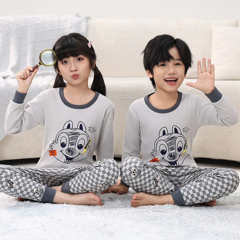 Children's Underwear suit Cotton Boys' Autumn Clothes Long Trousers Girls' Little Boys' Pajamas Home Clothes Winter Cotton Sweater