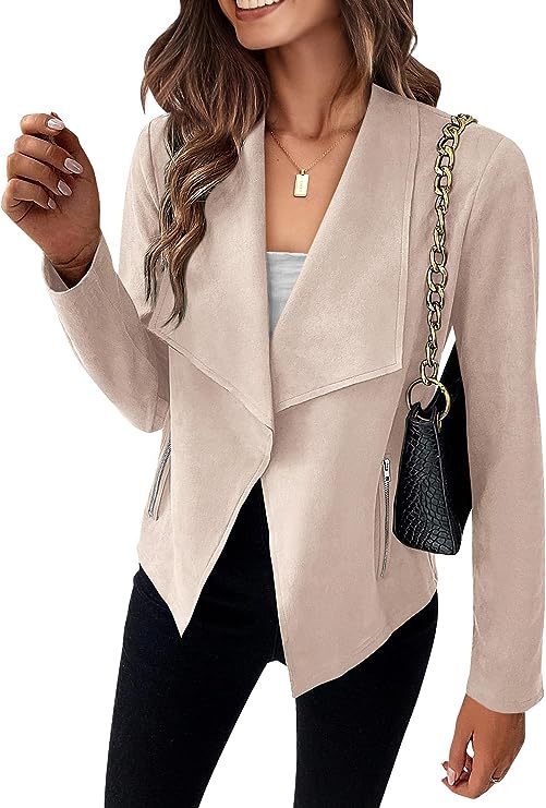 Picture of in stock Amazon 2024 autumn and winter new European and American fashion casual suede short suit zipper pocket coat