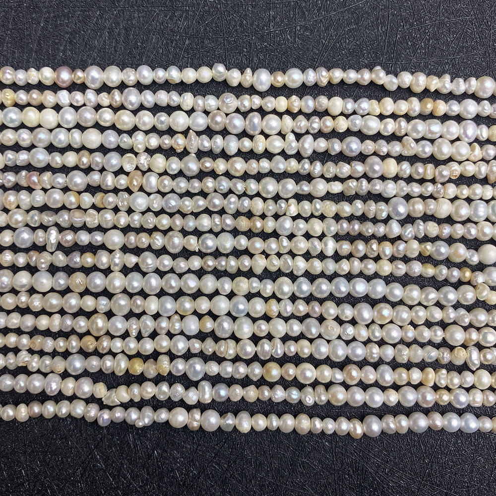 Picture of Grade A Natural Freshwater Pearl Beads 3-4mm Irregular Two-sided Light Pearl DIY Necklace Jewelry Bracelet Accessories