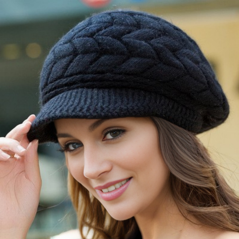 Winter Knitted Woolen Hat for Middle-Aged and Elderly People Amazon Cross-Border Plus Velvet Brim Warm Ear Protection Knitted Hat for Women