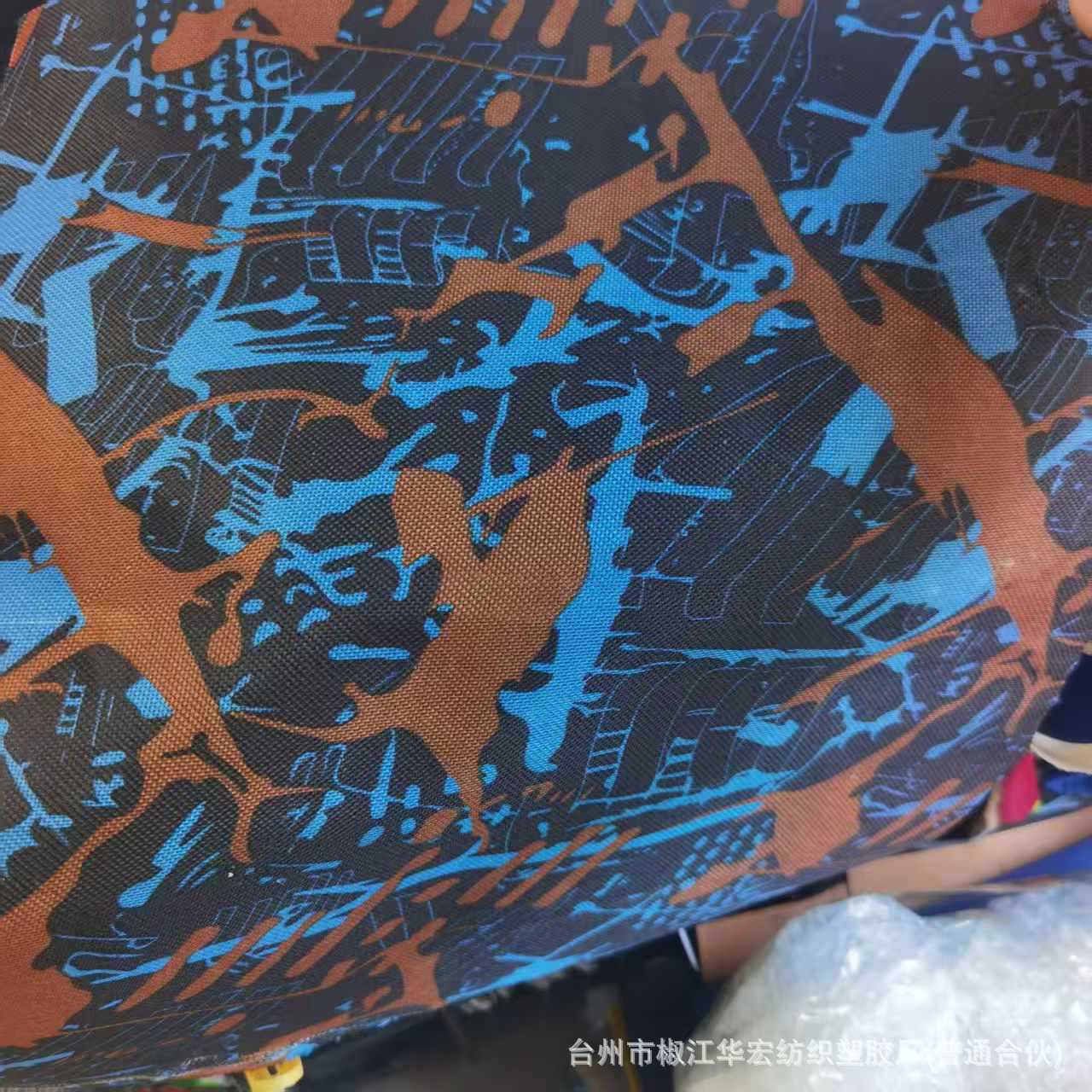 600d oxford cloth polyester fabric PVC material printed Sichuan character pattern vinyl in stock