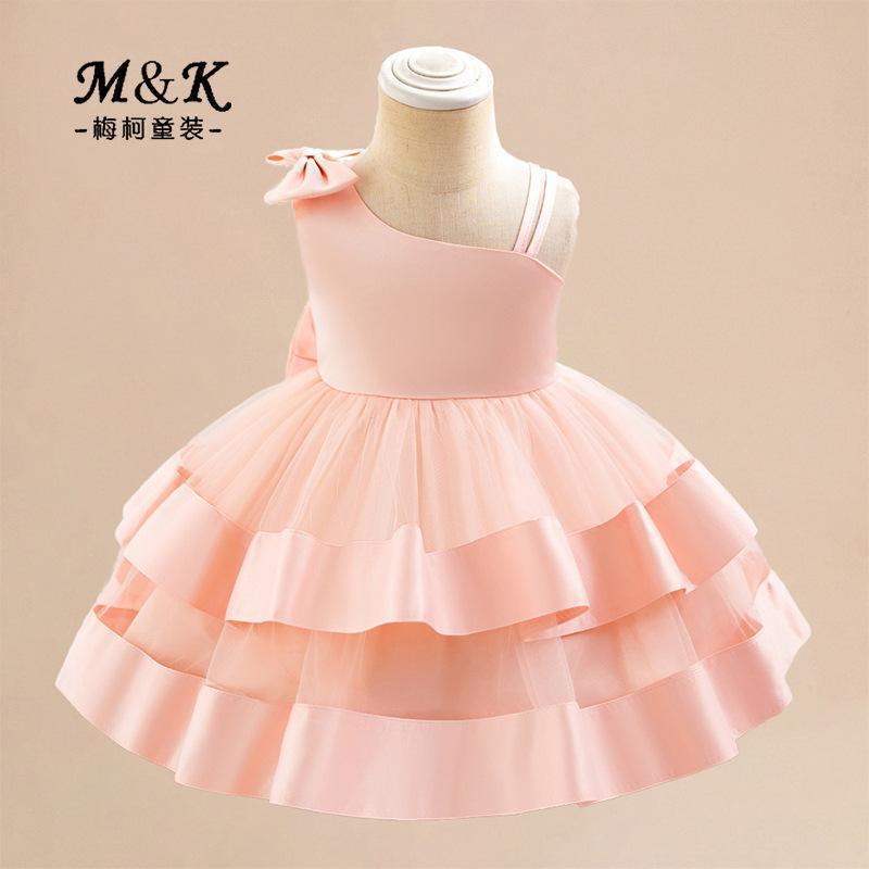 Cross-border New Children's Dress Children's Princess Dress One-year-old Dress Flower Children's Dress Sleeveless Satin Butterfly dress