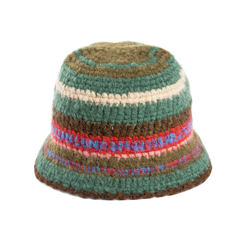 Picture of Children's autumn and winter fashion warm hand-knitted colorful striped alpaca knitted hat outdoor cold-proof warm fisherman hat