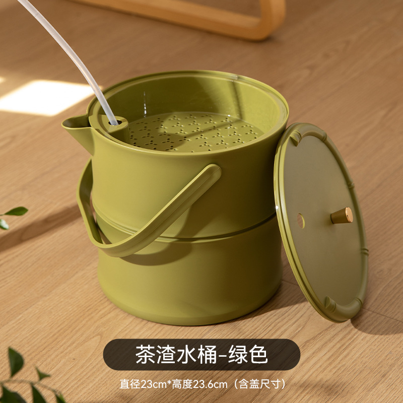 Picture of Plastic Light Luxury Tea Bucket Tea Table Tea Tray Waste Water Bucket Drainage Pipe Tea Set Trash Bin Tea Bucket Drainage Bucket Tea Scrap Bucket
