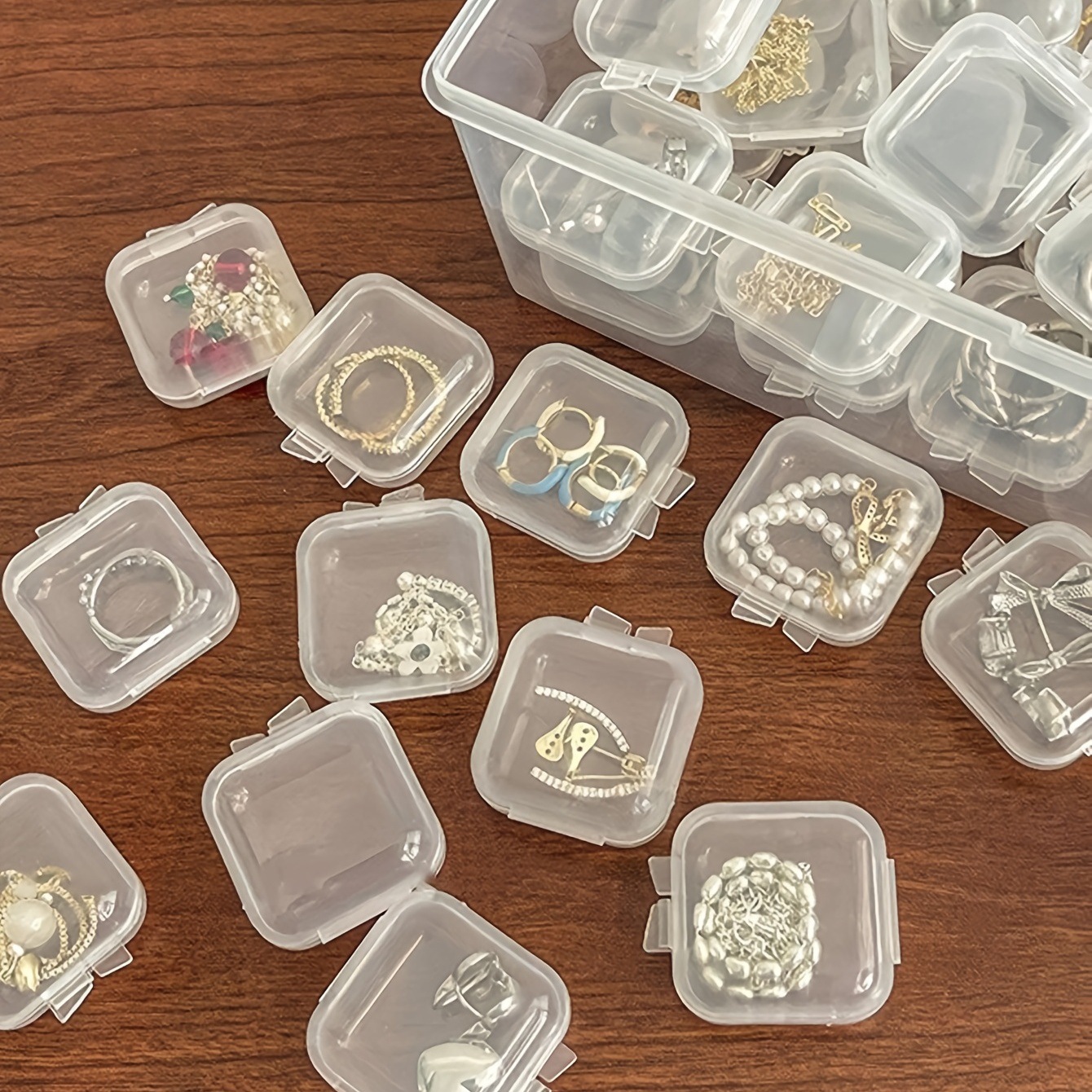 Transparent Plastic Box Small Square Box Transparent Long Earplug Box Jewelry Mini Storage Box Piercing Jewelry