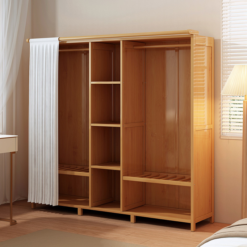 Simple Wardrobe Rental Room Dustproof Economical Strong and Durable Hanging Wardrobe with Curtain Bedroom Large Capacity