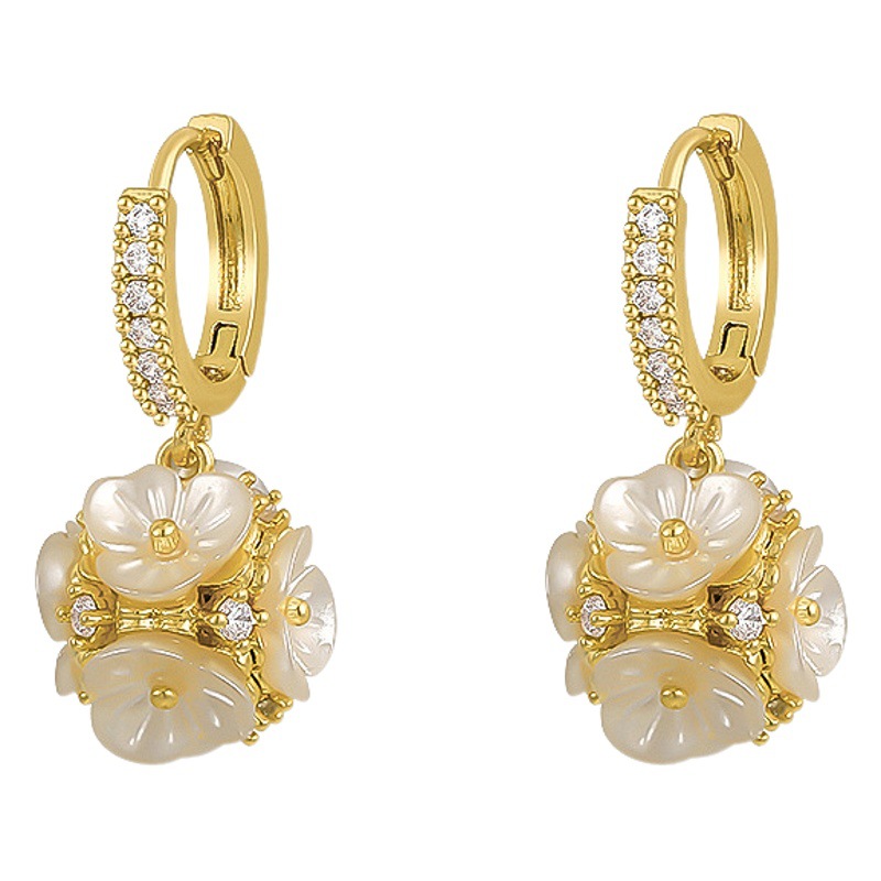 s925 Silver Needle Flower Ball Earrings 2023 New Niche Design High-end Earrings Light Luxury Fashion All-match Earrings Women