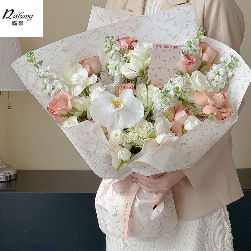 Mother's Day three-dimensional relief bag flower paper waterproof wood cotton paper flower bouquet wrapping paper diy material floral gift