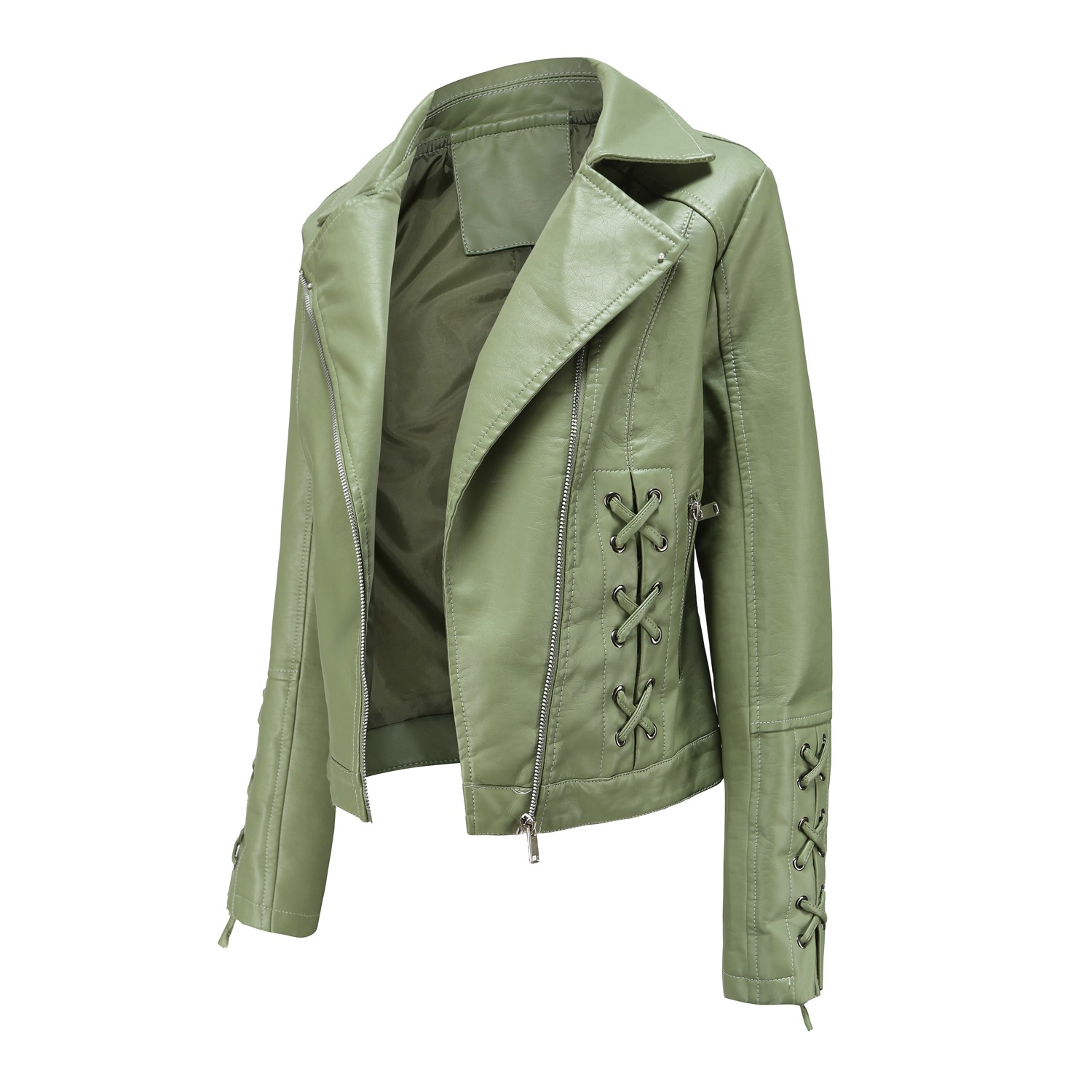 Picture of Export clothing Niche Design Boutique Knitted PU Leather Clothing Strap Fashion Women's Coat European and American Leather Clothing