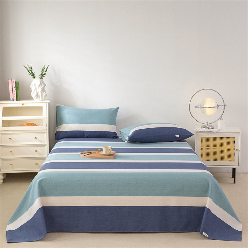 Picture of Cotton Thickened Old Coarse Cloth Bed Sheet Single Piece 100 Cotton Mat Linen Cotton Linen Single Dormitory Three-Piece Set