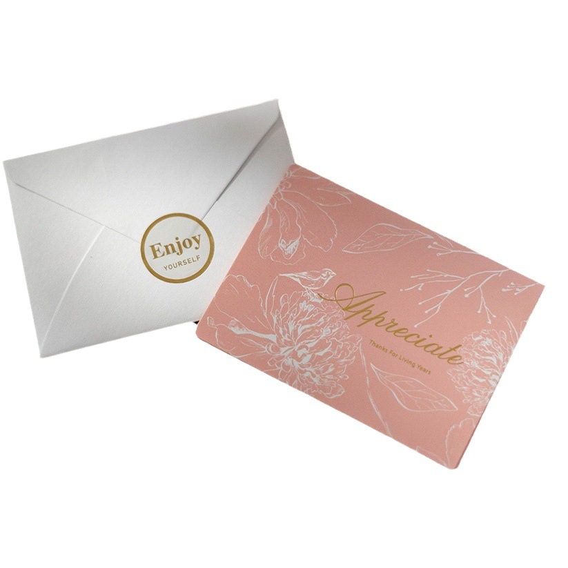 Japanese and Korean Creative Ins Simple New Year Folding Greeting Card Birthday Diy Blessing Holiday Thanksgiving Gift Card Letter