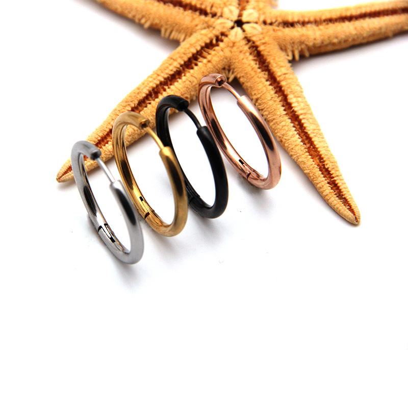 Picture of Cross-Border Titanium Steel Stainless Steel Earrings 1.6 Round Wire Earrings Ear Buckles Amazon Earrings Earrings Manufacturer Spot Wholesale