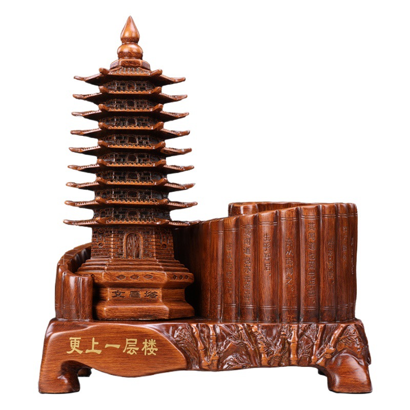 Chinese style one-layer tower pen holder resin crafts decoration opening business gift Teacher's Day gift wholesale