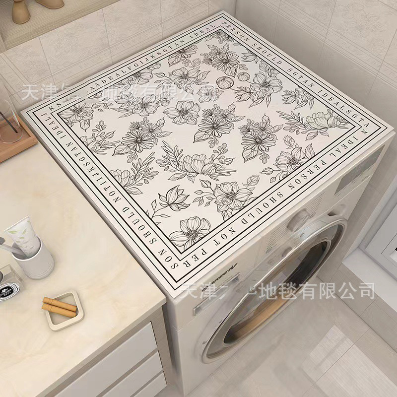 Picture of Drum washing machine cover pad flower diatom mud absorbent draining pad American pastoral style refrigerator microwave oven dust pad
