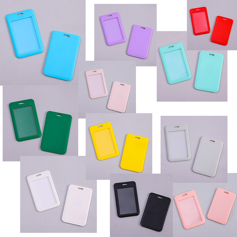 Spot hard plastic ID card clip with neck lanyard badge clip sliding cover card set factory card student ID card employee work card