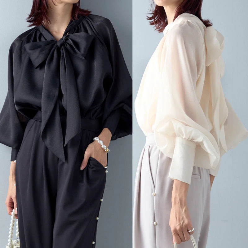 Multiplication Multiple Wearable Big Bow Women's Fashion High-end White Collar Women's Shirt Fashion Women's Top