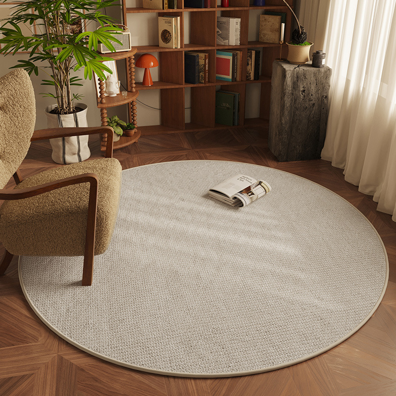Picture of Log style solid color round carpet living room cloakroom bedroom floor mat swivel chair sound insulation mat balcony dressing table mat