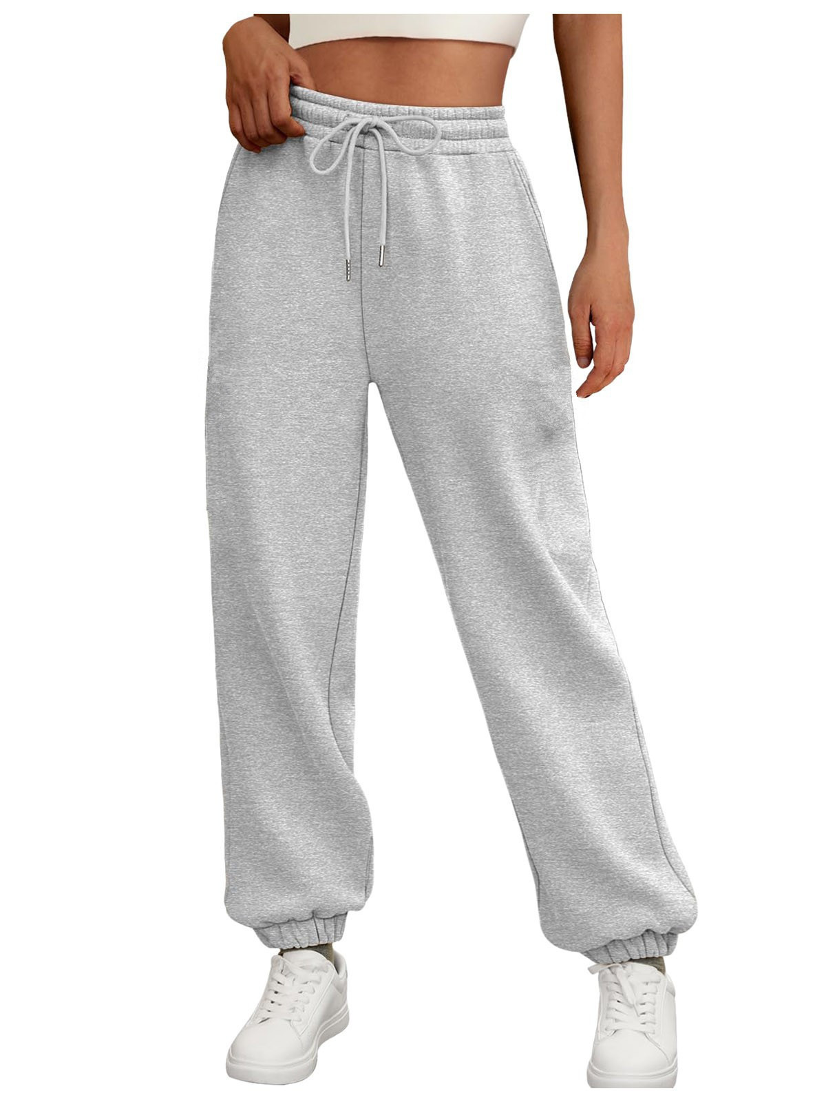 2024 Amazon wish Cross-border European and American Foreign Trade Women's Wear Autumn and Winter New Loose Casual High Waist fleece-lined Sweat Pants