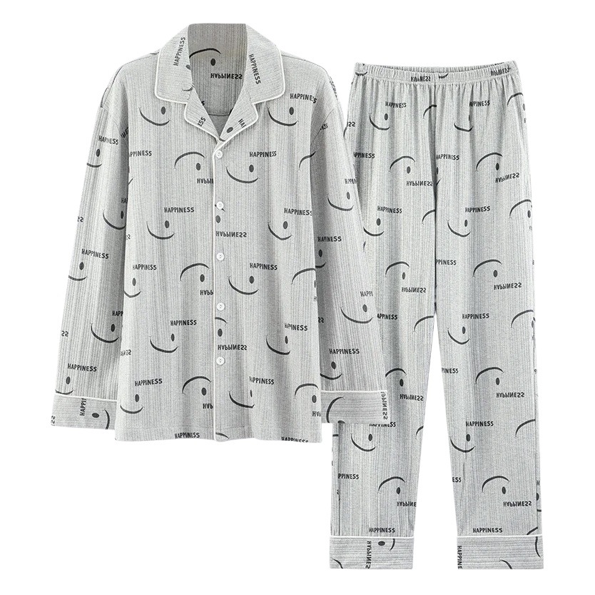 Men's Pajamas Spring and Autumn Long-sleeved Cartoon Junior Students Autumn and Winter plus size Thin Loose Home Clothes