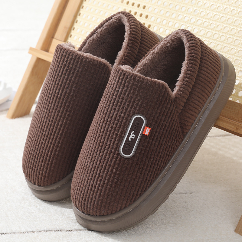 Women's Bag and Cotton Slippers Autumn and Winter Warm Thick Sole Non-slip Home Outer Wear fleece-lined Foot Warm Household Cotton Shoes Men's Cross-border