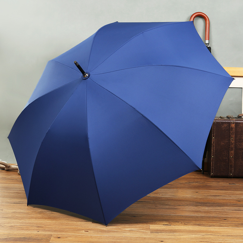 Picture of Solid wood curved handle 25 inch automatic business umbrella golf umbrella men's straight pole umbrella printed logo advertising umbrella