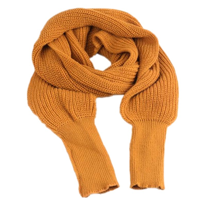 Amazon Cross-border Autumn and Winter Wool Scarf European and American Men and Women's Long Neck Shawl with Sleeves Knitted Scarf