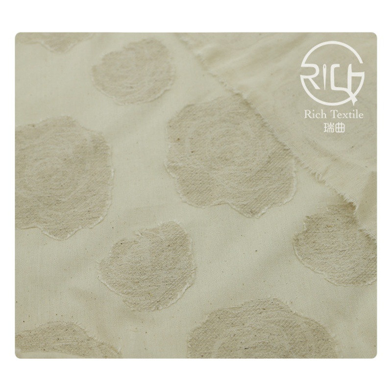 Factory wholesale linen cotton rose jacquard cut cloth retro art dress overskirt shirt clothing fabric