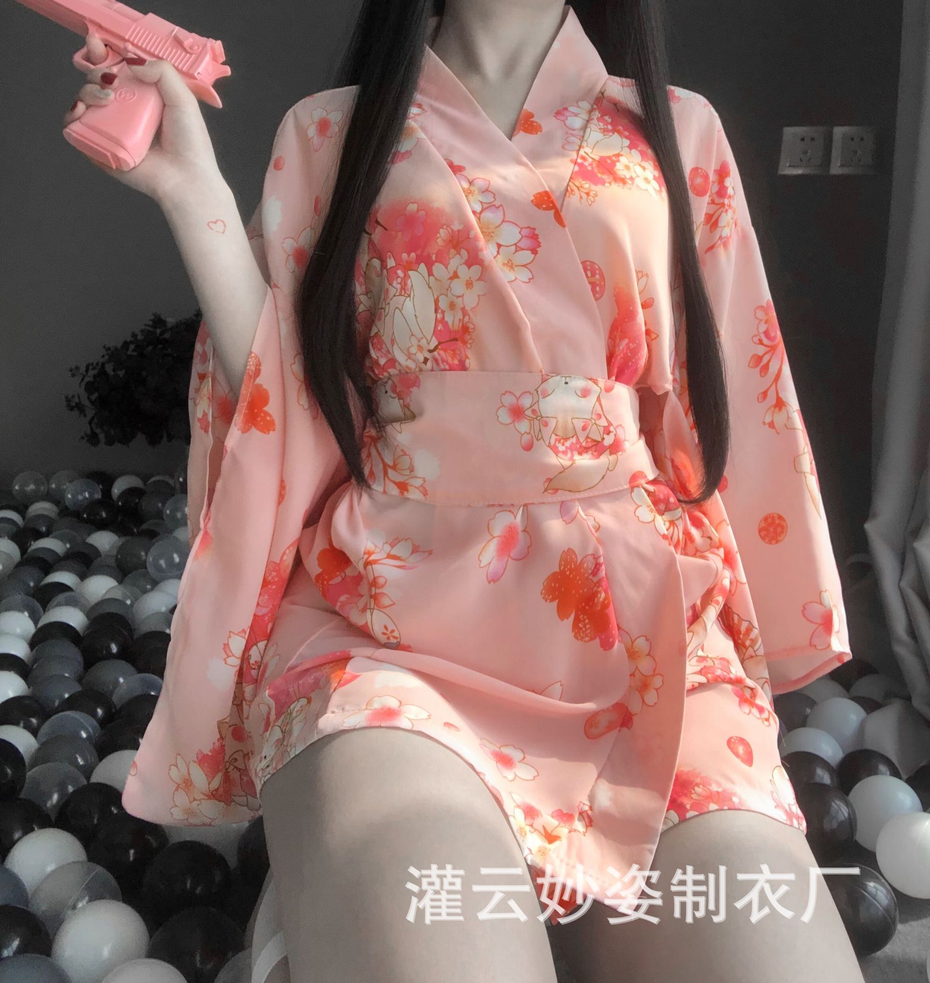 Sanshengyin's New Export Sexy Lingerie Japanese Retro Passion Temptation Printed Kimono Suit Bathrobe 2347