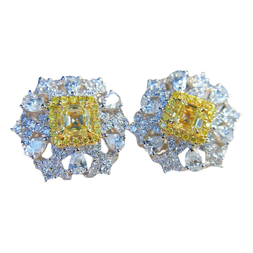 Amazon Hot Sale New Korean-style Yellow Zircon Earrings Light Luxury All-match Niche Ins Style Advanced Design e6528