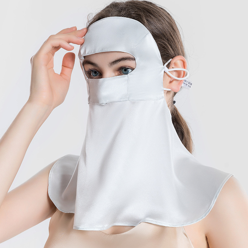 Picture of Silk sun mask sleep breathable full face cover summer UV mask mulberry silk oil smoke-proof veil for women