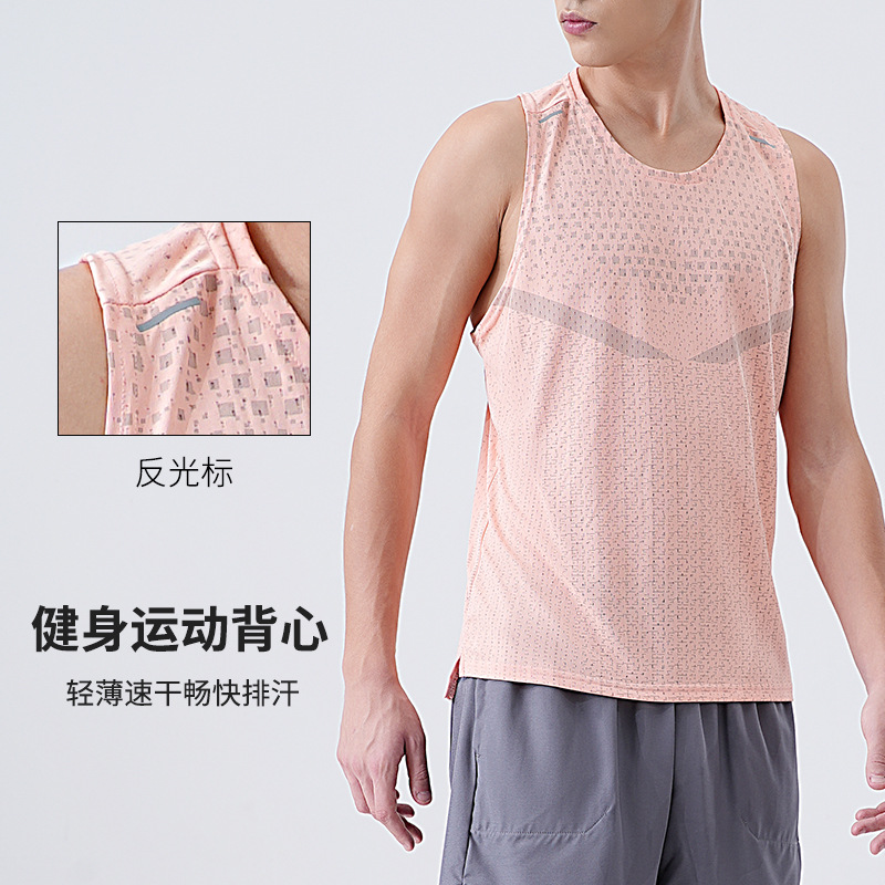 Cross-Border Quick-Drying Sleeveless Vest T-Shirt Men's 2025 Summer Thin Sports Loose Ice Silk Bottoming T-Shirt Running t