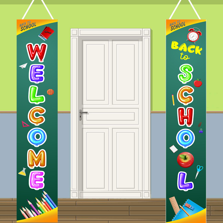 Amazon's New Back-To-School Couplet Door Curtain Hanging Flag Back-To-School Season Banner 2025 Back-To-School Background Cloth Wholesale