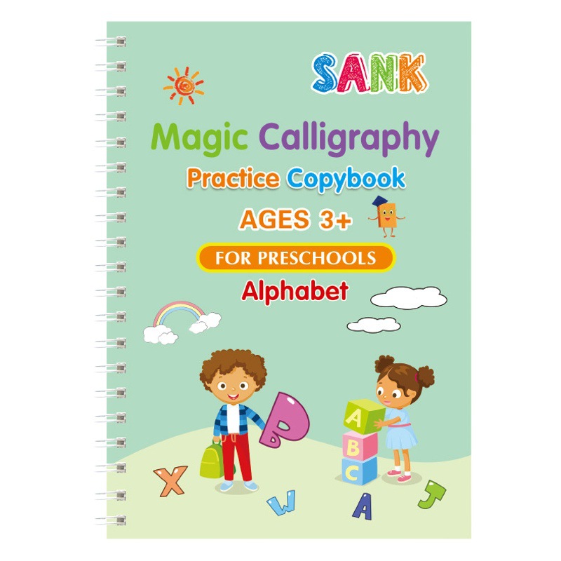 Foreign Trade Cross-border Factory Sell English Version Children's Groove Copybook Preschool Hard Pen Magic Full English Writing Post Board for Students