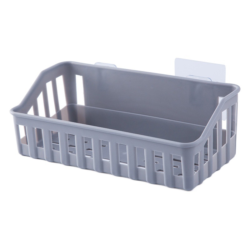 Wholesale toilet bathroom toilet seamless cosmetics rack non-perforated large plastic wall hanging storage basket