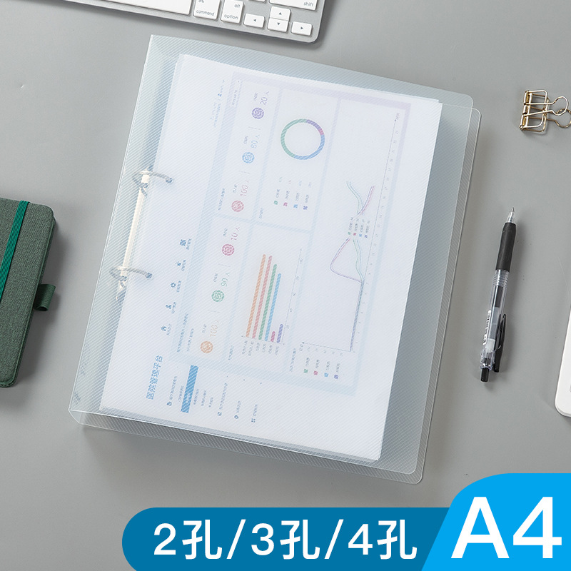 Picture of A4 Binder Punched Folder 2 Holes 3 Holes 4 Holes Transparent PP Office Data File Storage Folder Set-System